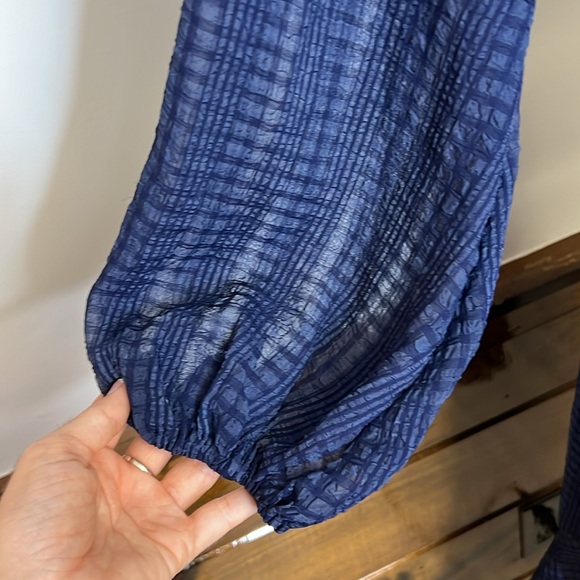 NWT Nordstrom NSR Napean Sea Rd. Navy Blue Belted Midi Dress Long Sleeve- XS - Picture 3 of 10